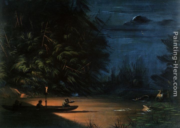 George Catlin Night Scene of Deer Shooting